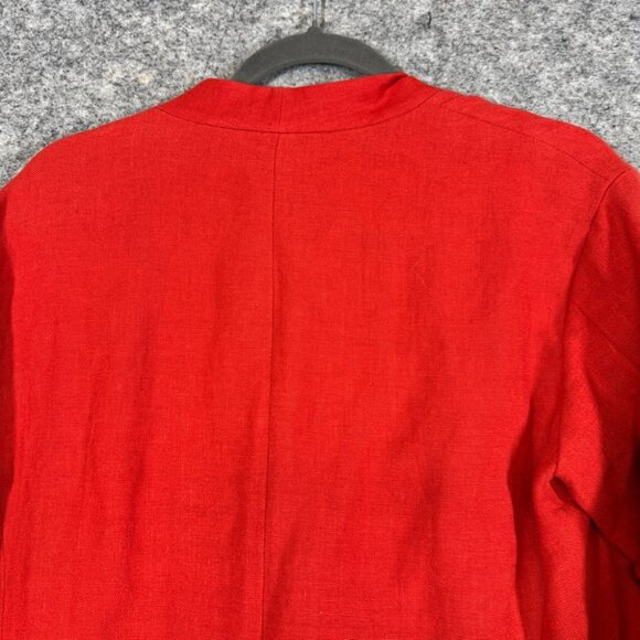 Lafayette 148 Red Linen Lagenlook One Button Blazer Jacket Lightweight  Size S - Picture 13 of 15